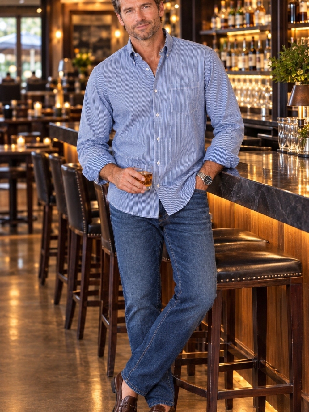 Tommy Bahama Blue Micro-Stripe Button-Down Casual Long Sleeve Shirt NWT